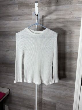 Vince Botique Cream Ribbed Scoop Neck Sweater 2131